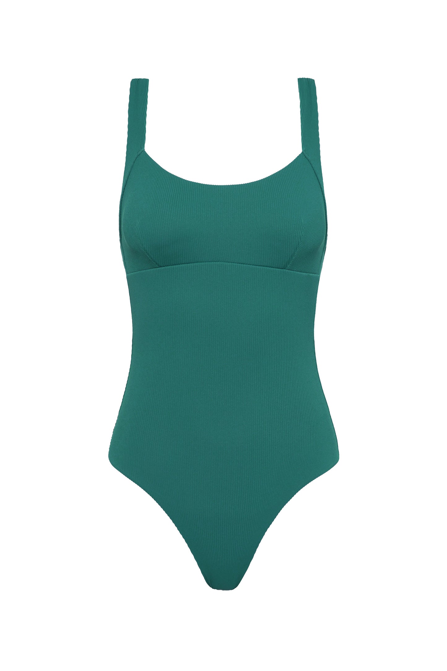 Fearless au Adventure Suit in Teal - one-piece swimsuit with ribbed fabric, cross-back straps, tummy compression, standard torso length, shown on a white background