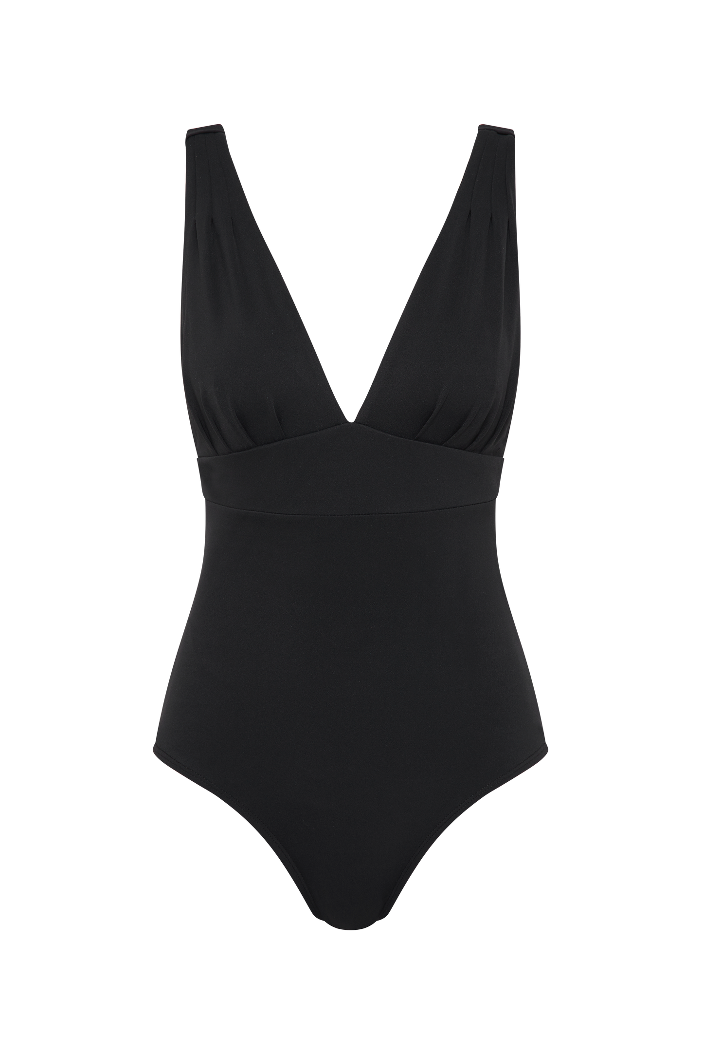 Fearless au All Day One Piece in Matte Black - one-piece swimsuit with supportive underwire bust, adjustable straps, tummy compression, standard torso length, shown on a white background