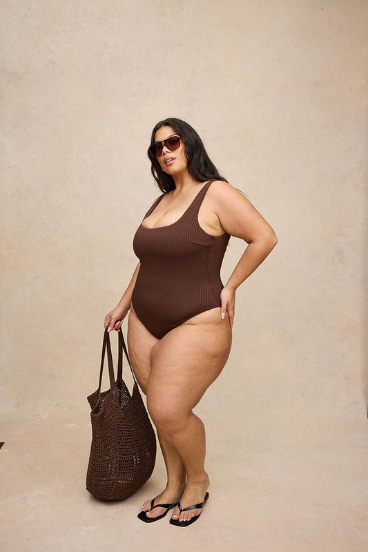Rounded Square Neck One Piece Swimsuit