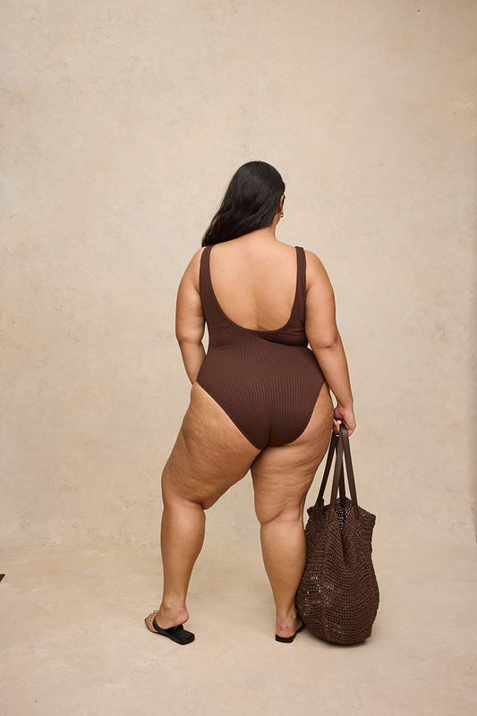 Rounded Square Neck One Piece Swimsuit