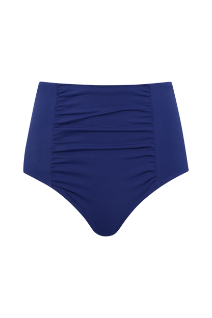 Fearless au All Day Bikini Bottom in Royal Blue - bikini bottom with high-waisted, full-coverage, tummy control, adjustable ties, shown on a white background