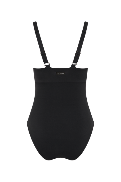 Rear view of the Fearless au Magic Suit in Matte Black - one-piece swimsuit showing adjustable back straps, on a white background