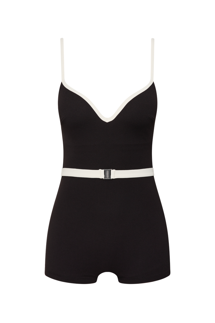 Grace Boyleg One Piece Black & Off-White