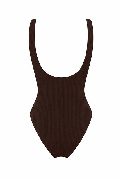 Rounded Square Neck One Piece Swimsuit