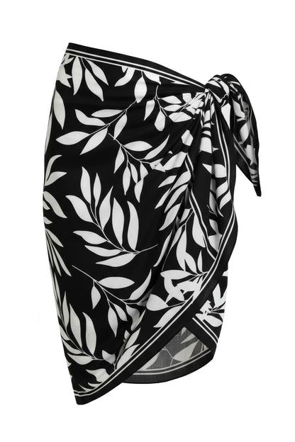 Fearless au Floral Print Sarong in Black and White - sarong featuring bold floral print, worn by a model