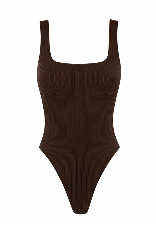 Rounded Square Neck One Piece Swimsuit
