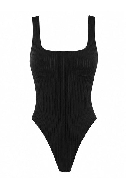 Rounded Square Neck One Piece Swimsuit
